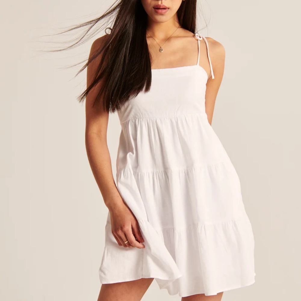 Tie-Strap Tiered Mini Dress
